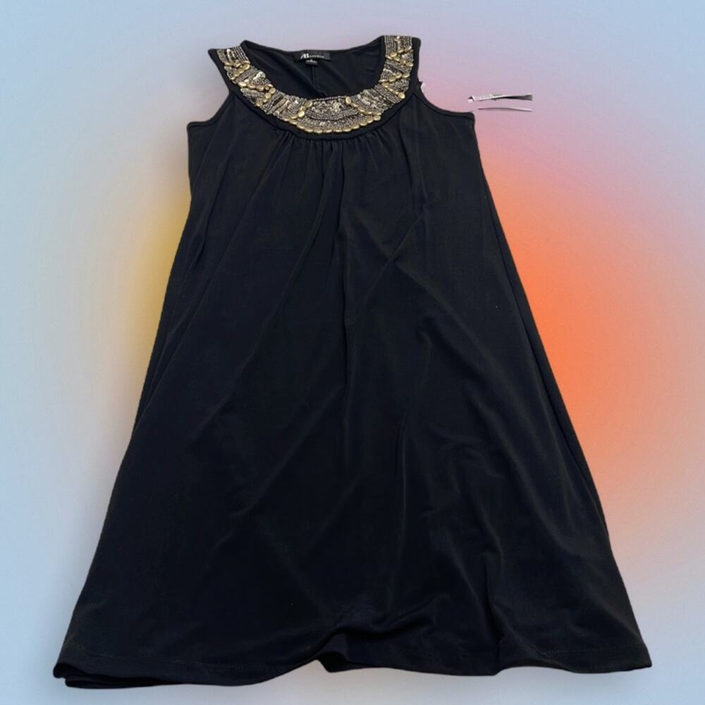 AB STUDIO Women’s Small Black / Gold Sleeveless Stretchy Dress